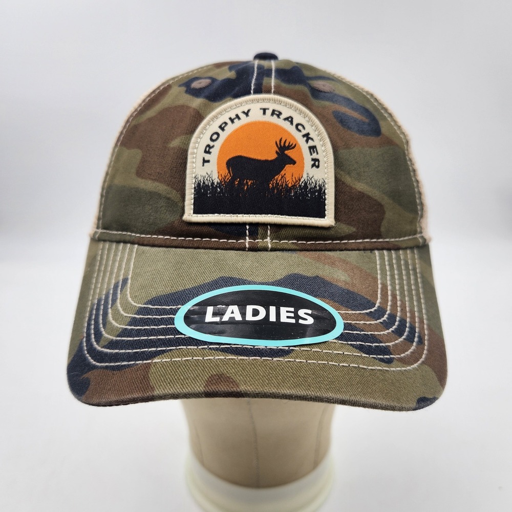 Trophy Tracker Outdoor Cap Ladies Camo Mesh Trucker Hat Snapback Deer Buck Patch
